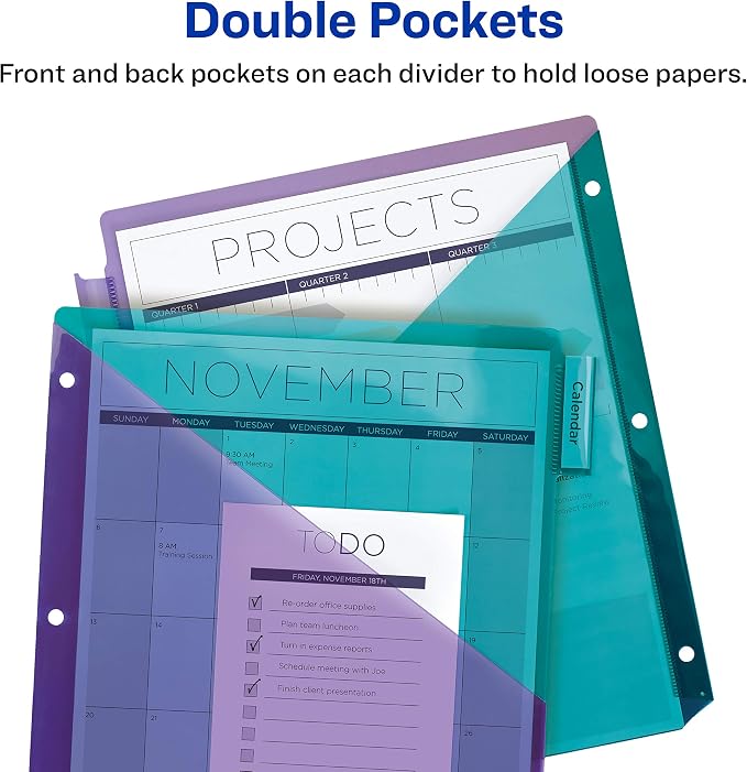 Avery Big Tab Insertable Plastic 2 Pocket Dividers - Image 7