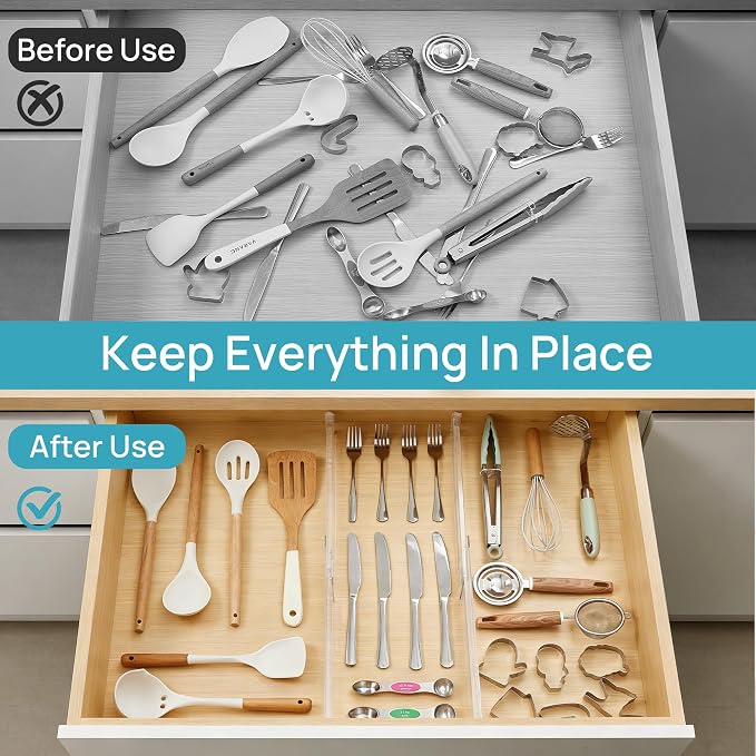 Vtopmart 4 Pack Shallow Drawer Dividers, 2.36" High 12.5"-20.8" Adjustable - Image 6
