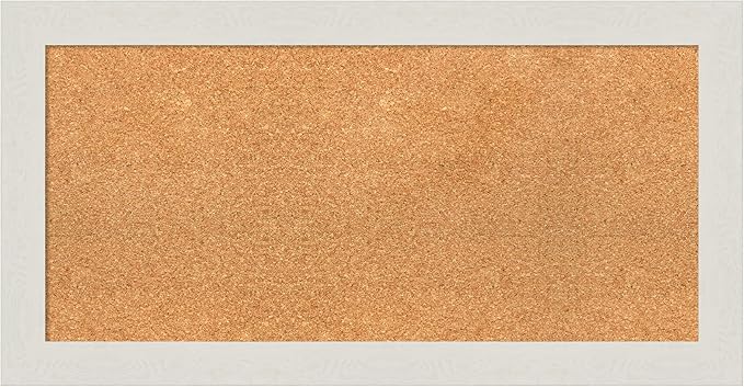 Amanti Art Natural Cork Board for Wall, 17x33 Vision Board with White Frame, Medium Corkboard Office Decor for Home Organization, Country Rustic Corkboard Pinboard to Display Items for Home-DeskLoop Office