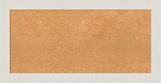 Amanti Art Natural Cork Board for Wall, 17x33 Vision Board with White Frame, Medium Corkboard Office Decor for Home Organization, Country Rustic Corkboard Pinboard to Display Items for Home-DeskLoop Office