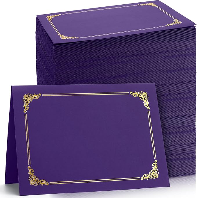 Fainne 120 Pack Certificate Holders Bulk, Diploma Covers Gold Foil Border by Fainne