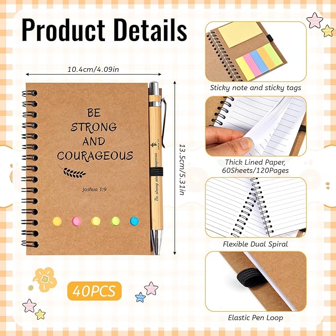 30 Sets Christian Gifts Bulk Prayer Journal Christian Spiral Notebooks with Bible Ballpoint Pens Religious Small Notepad Inspirational Church Gift for Women Men Sunday School Family Bible Study Groups-DeskLoop Office