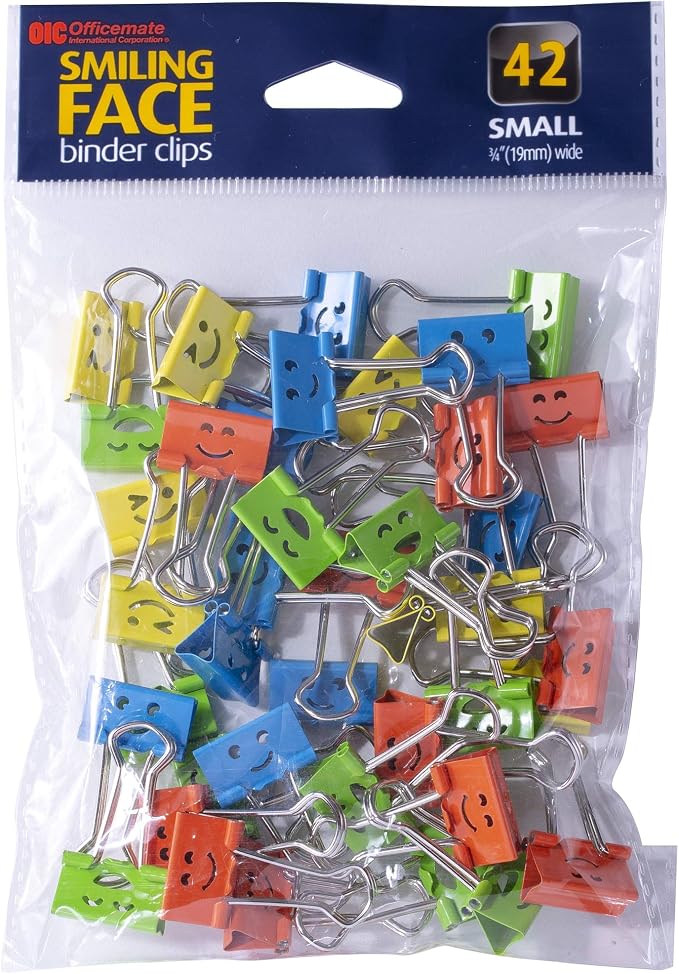 Officemate Happy Smiling Face Binder Clips, Small Size, 42 in Pack, Comes in - Image 5