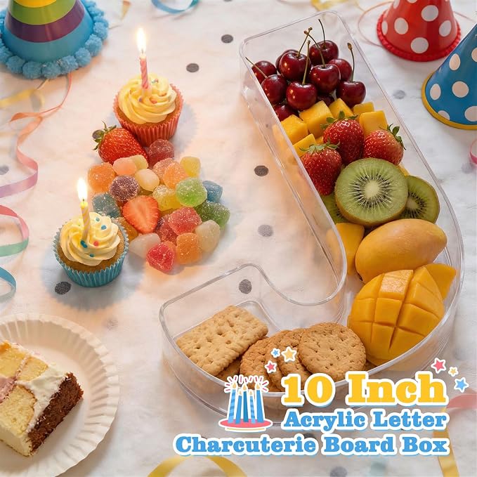 Ledido 10’’ Acrylic Letter Charcuterie Board Box, Reusable Fillable Serving Tray - Image 2