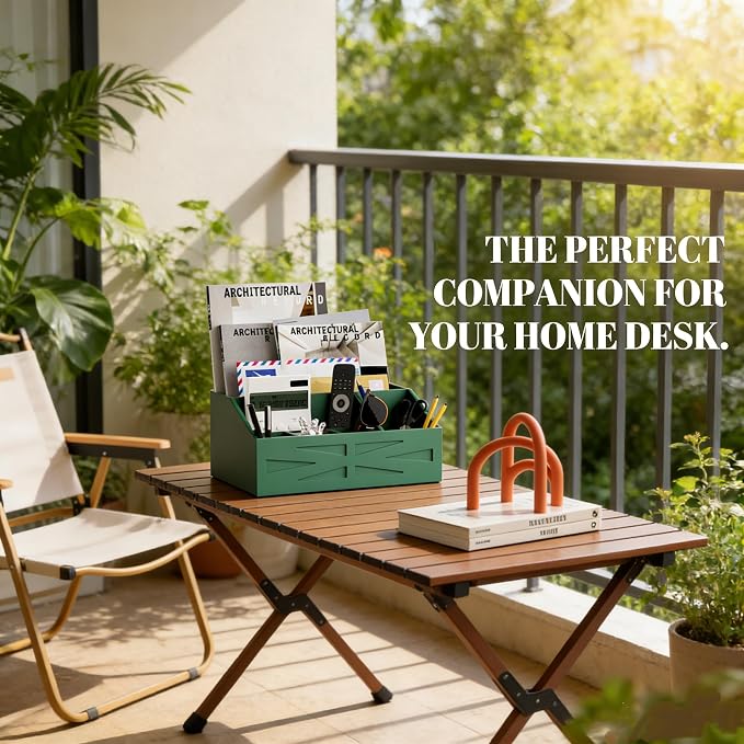 Wood Mail Organizer Countertop, Farmhouse Desk and Kitchen Countertop Storage - Image 3