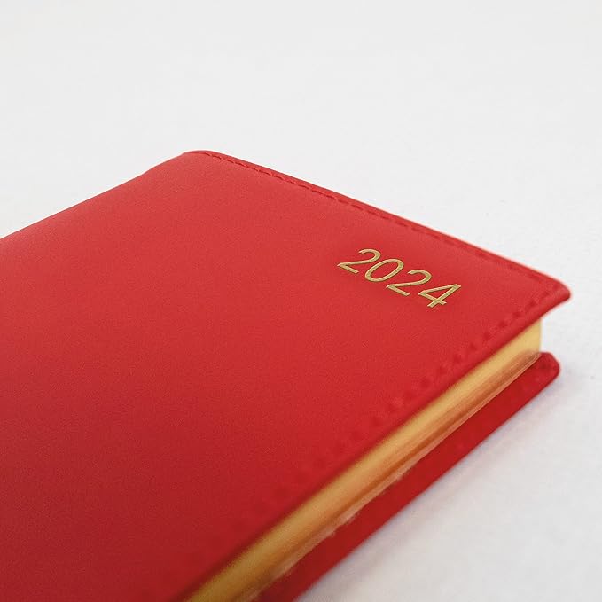 Letts of London Belgravia Weekly/Monthly Planner, 12 Months, January to December, 2024, Vertical, Slim Size, 6.625" x 3.25", Red (C33SURD-24)
