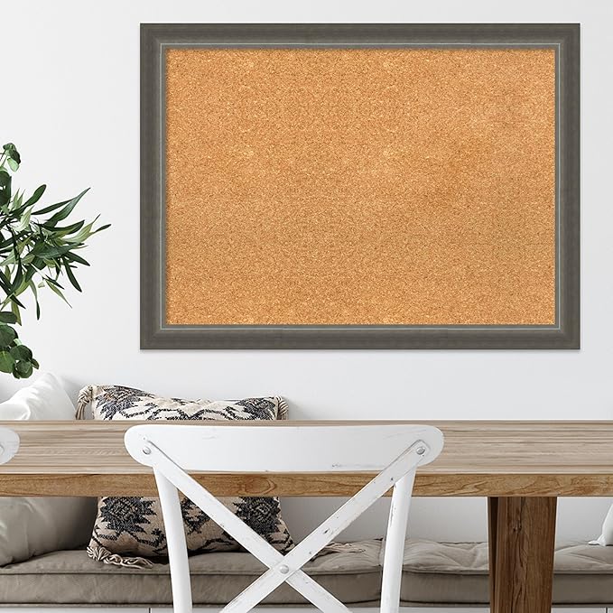 Amanti Art Natural Cork Board for Wall, 23x31 Vision Board with Silver Wood Frame, Medium Corkboard Office Decor for Home Organization, Casual Corkboard Pinboard to Display Items for Home-DeskLoop Office