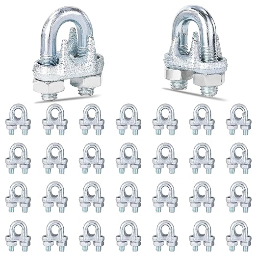 30 PCS 1/8 Inch Wire Rope Clamps, M3 Heavy Duty Galvanized Wire Cable Clamps by High-PQ