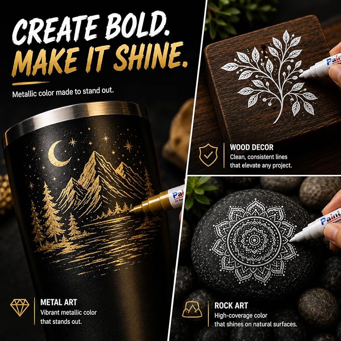 Paint Markers 4 Colors Oil Based Paint Pens – Gold, Fabric – Waterproof Quick - Image 4