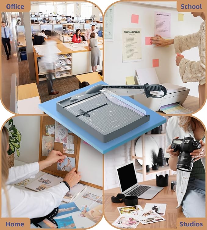 Firbon 12" Guillotine Paper Cutter, Heavy Duty 30-Sheet Capacity Trimmer for Cardstock, Photos, Scrapbooking, Office, Classroom, Studio (Gray)-DeskLoop Office