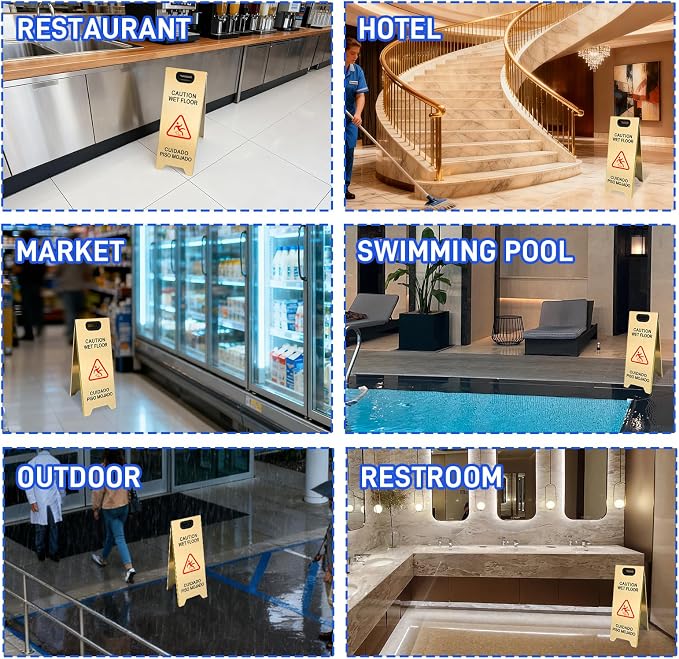 Kerty 2 Pack Stainless Steel Wet Floor Sign, 24 Inch Caution Wet Floor Sign - Image 7