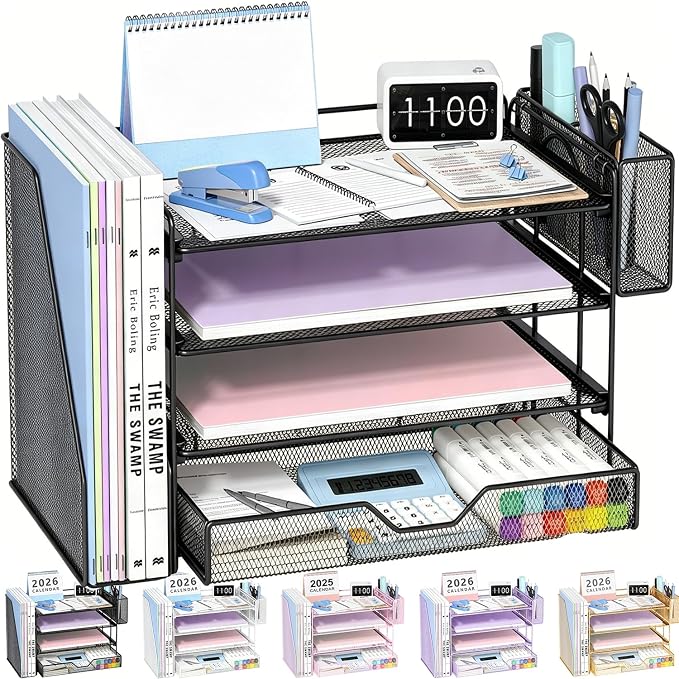 OPNICE Desk Organizers and Accessories, 4-Tier Workspace Desktop File Organizer by OPNICE