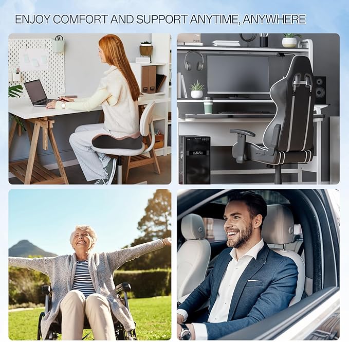 Seat Cushion, X-Large Memory Foam Office Chair Cushion, for Pressure Relief Sciatica & Pain Relief for Long Sitting Hours on Office/Home Chair, Car (Brown)-DeskLoop Office