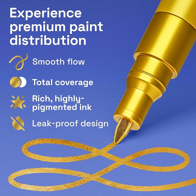 ARTISTRO 2 Gold Acrylic Paint Markers - Image 4