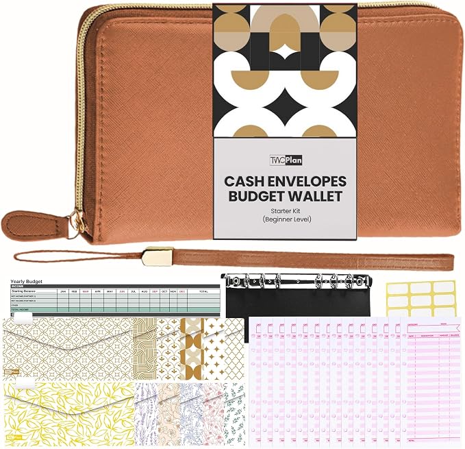 Three Way Cut Cash Envelope Wallet Brown All in One Budget System RFID Blocking by ThreeWayCut