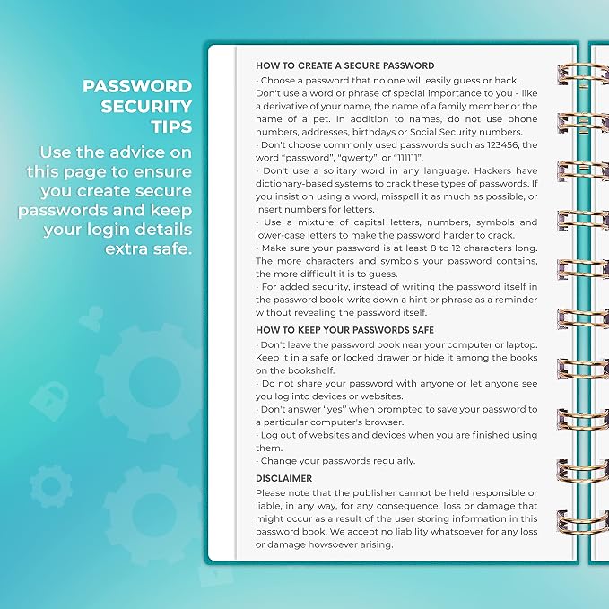 Clever Fox Password Book Spiral – Mini Internet Address & Password Organizer - Image 5