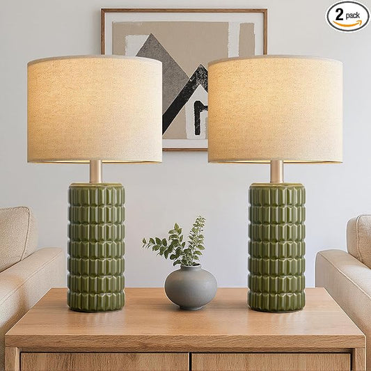 23" Modern Ceramic Table Lamps Set of 2 by SeealleLighting