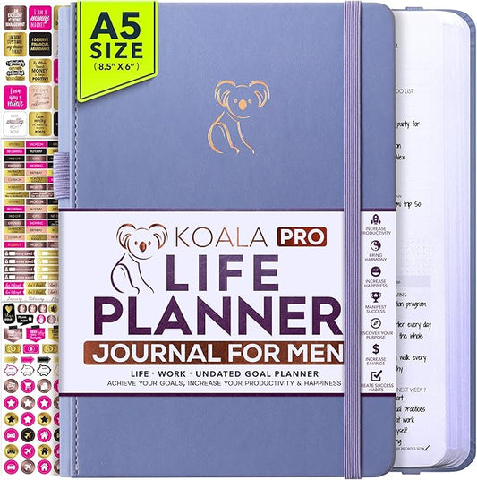 Life Planner - Gratitude Journal for Men & Women | Daily, Weekly & Monthly Planner with Budget Section, Time Blocking, Habit Tracker for Peace of Mind Planning to Increase Productivity & Happiness-DeskLoop Office