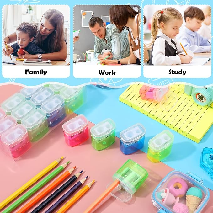 Teling 216 Pcs Manual Pencil Sharpeners Bulk Handheld Dual Holes Pencil - Image 4