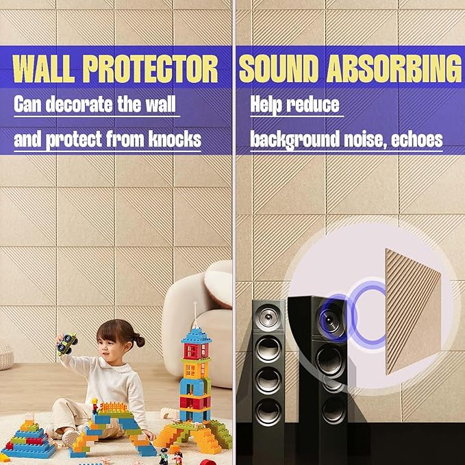 Large Cork Board for Walls 48"x 36", 12 Pack Felt Wall Tiles with Safe Removable Adhesive Tabs, Cork Board for Office,Pinboard Bulletin Board - Tan-DeskLoop Office