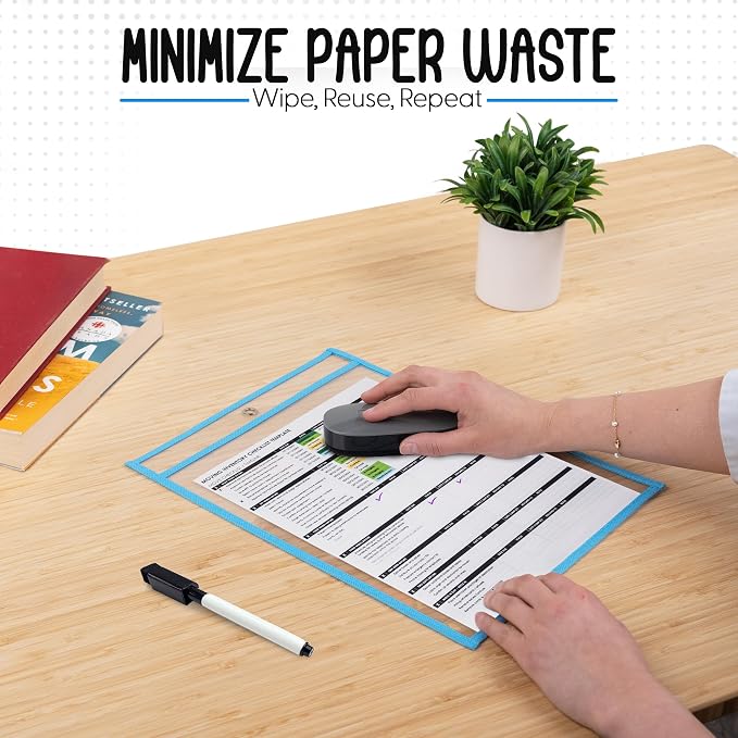 Essex Wares - 5 Pack, Job Ticket Holders, Reusable & Easy Erase Plastic Invoice - Image 3