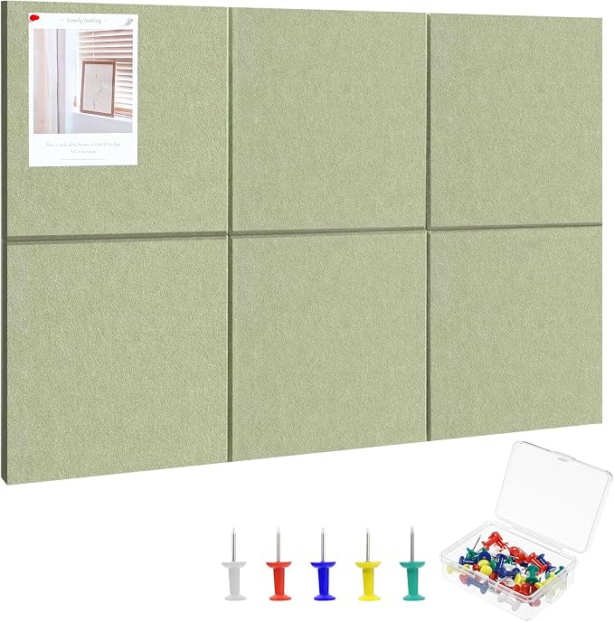 Thboxes Large Cork Board 28" x 19", 6 Pack Felt Wall Tiles by Thboxes