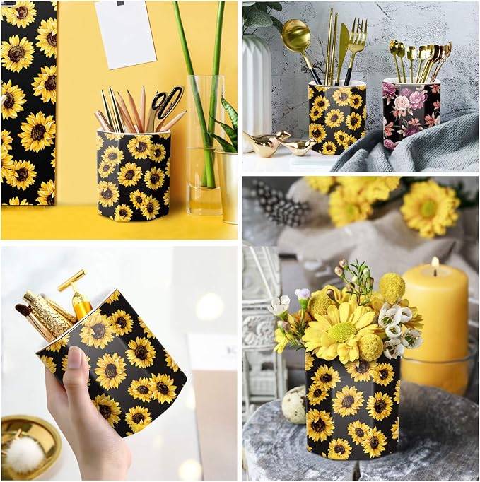Pen Holder, Pencil Holder for Desk Floral Pattern Pencil Cup for Girls Kids - Image 2