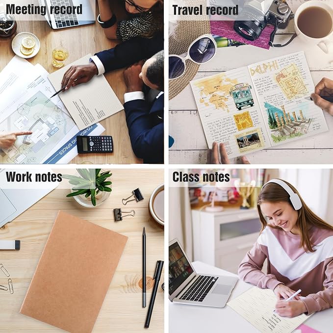 EOOUT 48 Pack A5 Lined Kraft Notebooks, Travel Journals Bulk 8.3x5.5in College - Image 7