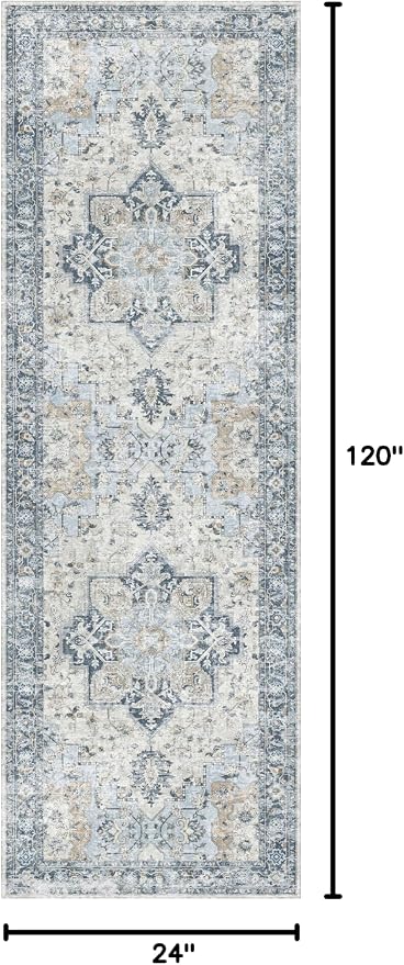 GENIMO Runner Rug 2x10, Machine Washable Vintage Runner Carpet, Non Slip - Image 2