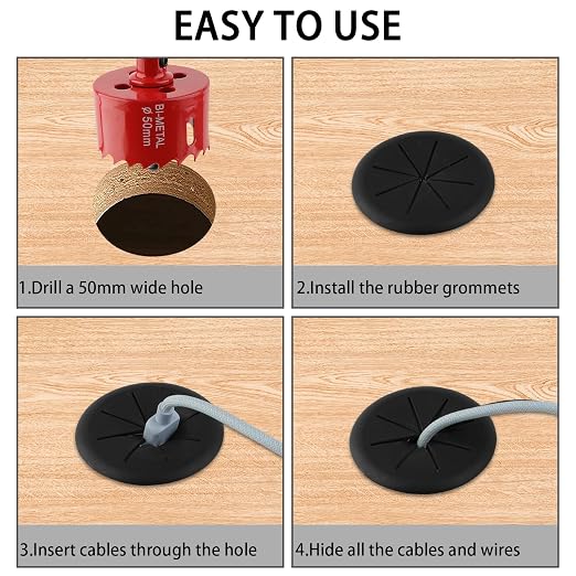 2 Inch Desk Grommet, 12 Pieces Wire Grommet, Desk Hole Cover - Image 4
