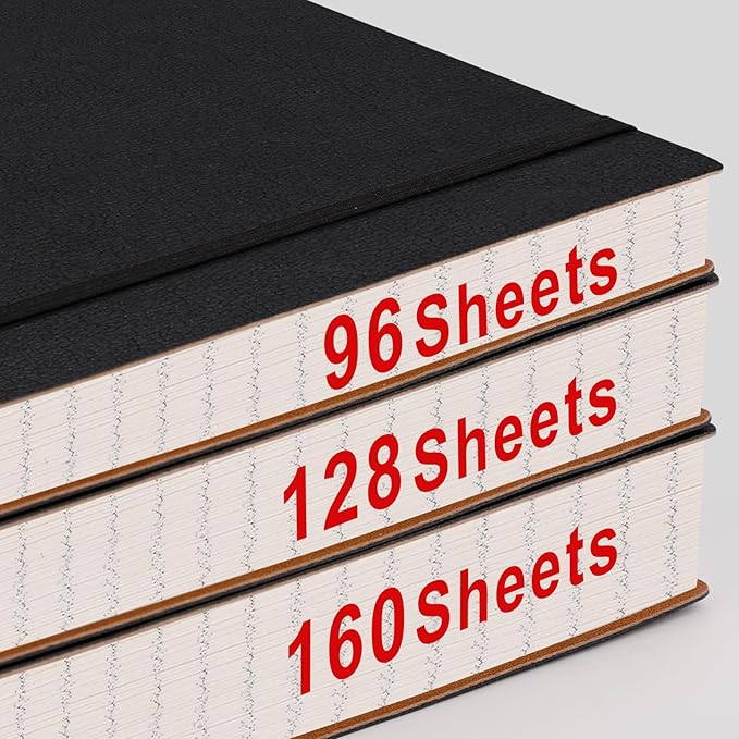 AHGXG Graph Paper Notebook - 320 Pages Grid Paper Notebook Large Journal B5, 100gsm Thick Graph Paper, Leather Softcover, Inner Pocket, 7.6'' X 10''- Black-DeskLoop Office