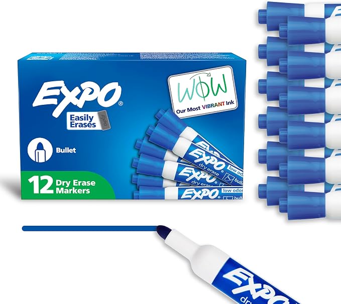 EXPO Dry Erase Markers, Low Odor Ink, Bullet Tip, Organization, Essential by Unknown