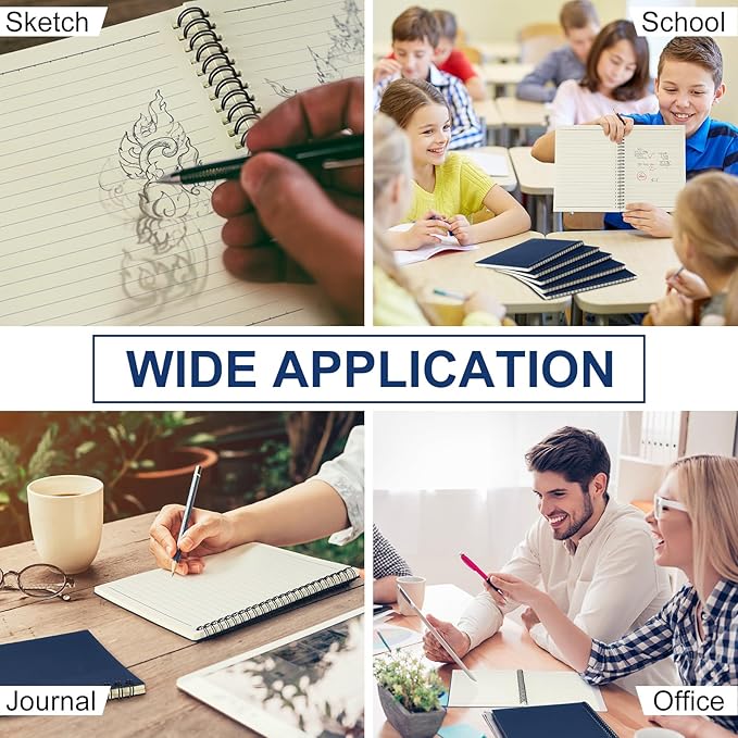 Yahenda 2 Pcs Spiral Notebook Bulk A5 Journal Lined 8.3'' x 5.5'' Writing Composition Paper Small Notepad Subject Notebook for Students Office Business Back to School Supplies (Deep Blue)-DeskLoop Office