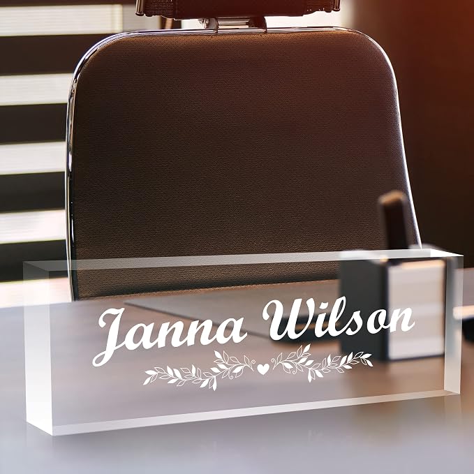 Personalized Desk Name Plate, Custom Acrylic Glass Name Plates - Image 5