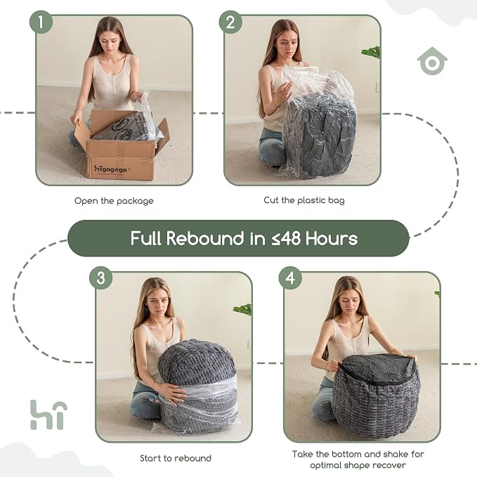 HIGOGOGO Pouf Ottoman Stuffed Round Modern Foam Filled Foot Rest Poufs - Image 5