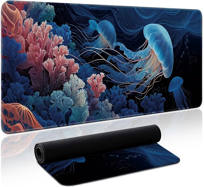 Aesthetic Desk Mat, Cute Coral Dream Desk Pad Protector by Zotia