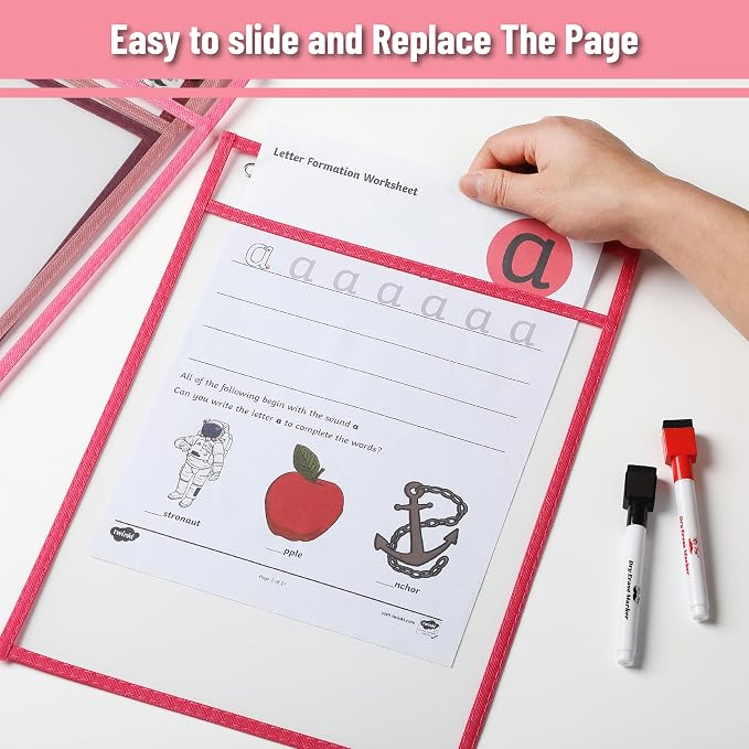 Mr. Pen- Reusable Dry Erase Pocket Sleeves, 6 Pack, Colorful | Clear Plastic - Image 5