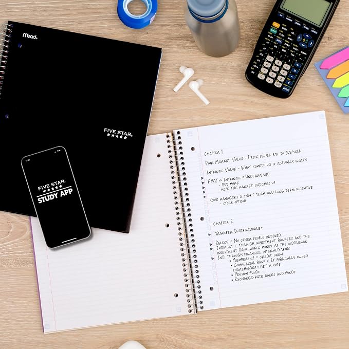 Five Star Spiral Notebook + Study App, 5 Subject, College Ruled Paper, 8-1/2" x - Image 3