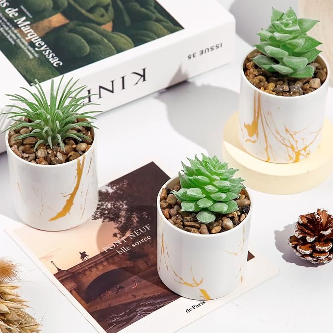 Der Rose Set of 4 Succulents Plants Artificial Mini Fake Succulents Plants - Image 2