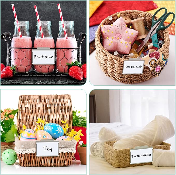 Zonon Basket Bin Labels Clips Label Holders Stainless Label Holders Removable - Image 6