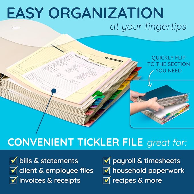 Blue Summit Expandable Monthly File Organizer, Tickler File Combo 31 Daily and - Image 2