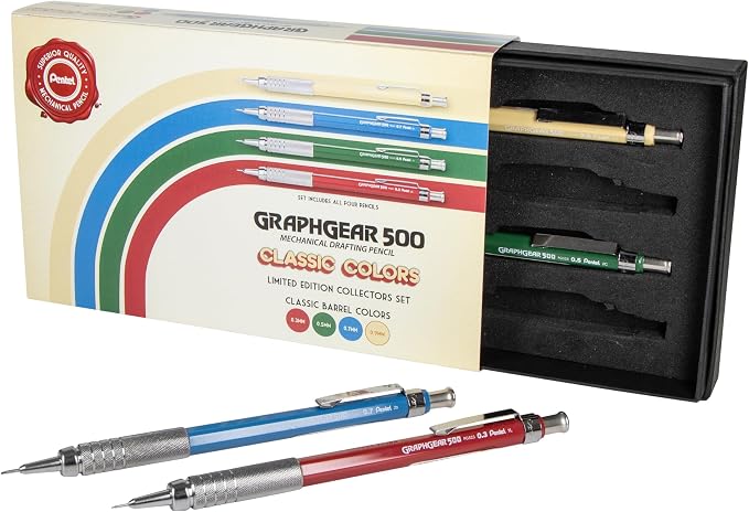 Pentel GraphGear 500 Limited Edition Mechanical Pencil, Classic Colors Box Set by PentelofAmerica