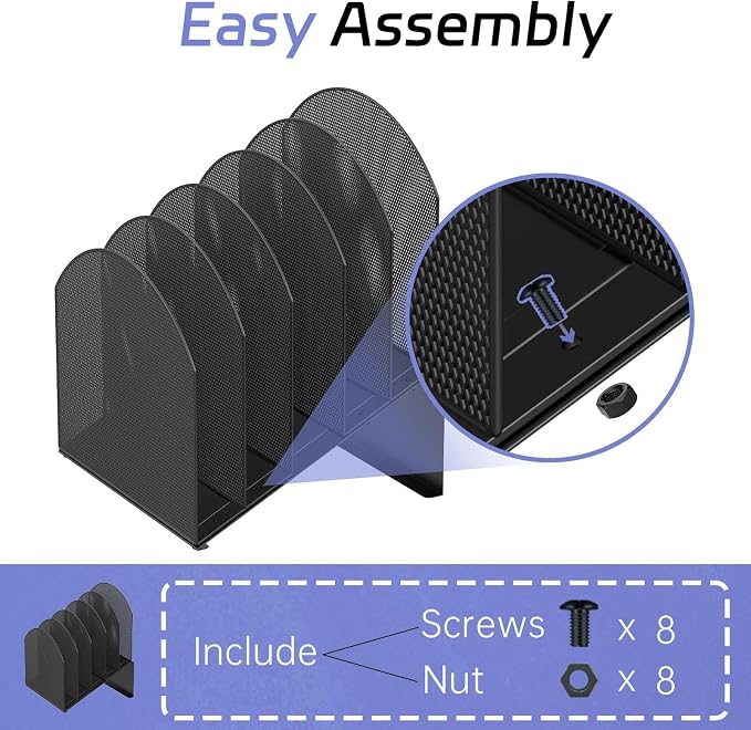 File Organizer for Desk, 5-Section Mesh Mail Holder, mail organizer and folder - Image 3
