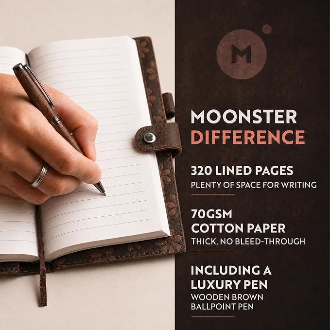 moonster Floral Leather Journal - Image 2