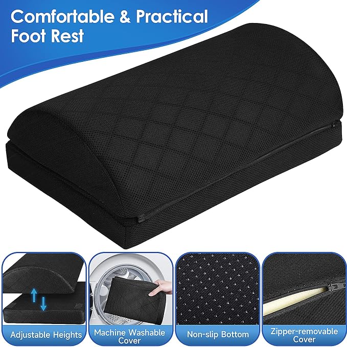 CushZone Foot Rest for Under Desk at Work Adjustable Foam for Office and Home - Image 3