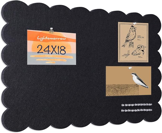Lightomorrow Scalloped Bulletin Board, 24 x 18 Inches Felt Pin Board by Lightomorrow