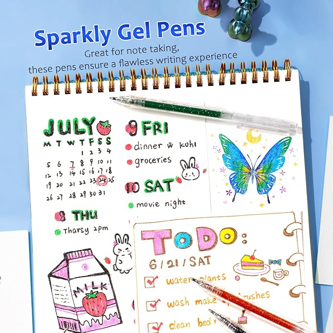 LET'S RESIN PAINT Glitter Gel Pens, 44 Metallic Sparkly Colors Glitter Pen - Image 6