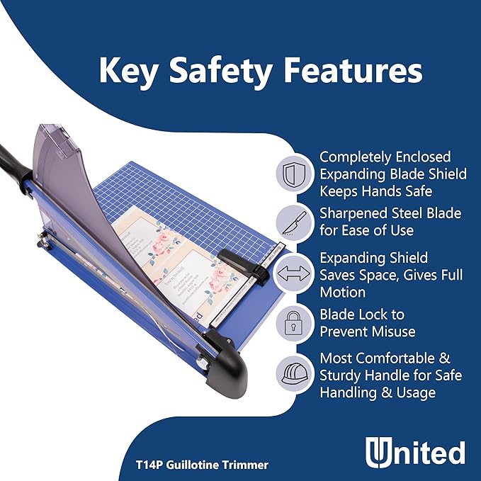 United Office Products T14P Professional Guillotine Paper Trimmer, Sturdy Metal Base, 14" Cut Length, 40 Sheet Capacity, Paper Cutter for Offices, Schools and Crafts-DeskLoop Office