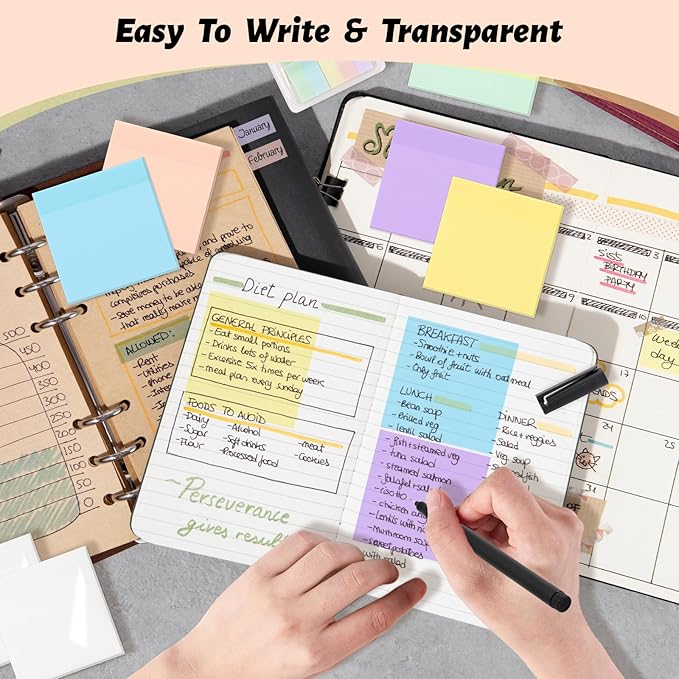‎SYMDROMIA Transparent Sticky Notes, Post Translucent - Image 4