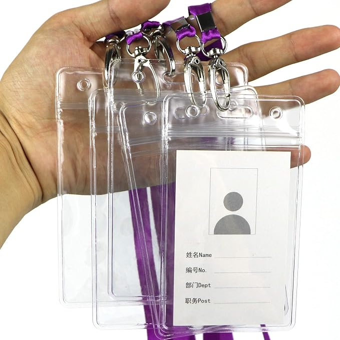 Lanyard with ID Holder 50 Pcs Waterproof Name Tag Badge ID Card Holders ID Pass - Image 5